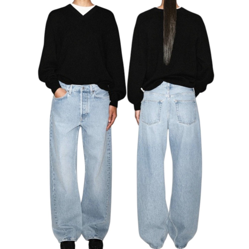COS 34X31 Light Wash Facade Straight Leg Low Rise Jean Button Fly Baggy Y2K $139